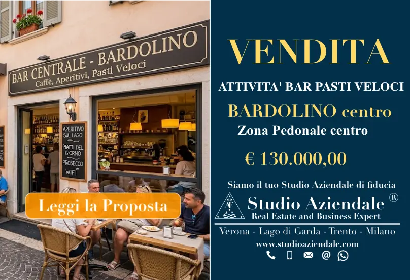 Bardolino Centro: Cedesi Attività di Bar & Snack nel Cuore della Zona Pedonale